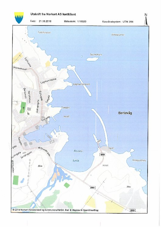 Kartutsnitt - Viser Trønderneset i Berlevåg