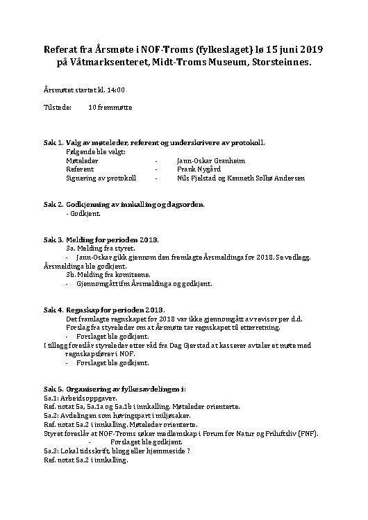 Referat fra årsmøte 2019