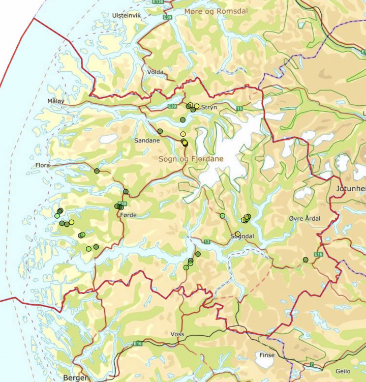 Mulig hekkeutbredelse av trane i Sogn og Fjordane