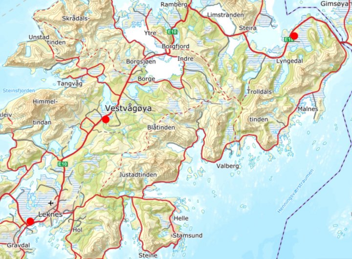 Kart fugletårn Vestvågøy