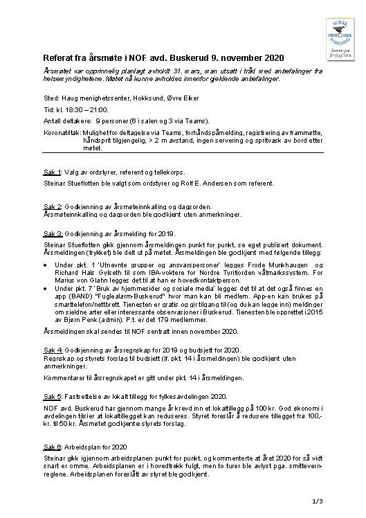 Møtereferat Møtereferat
