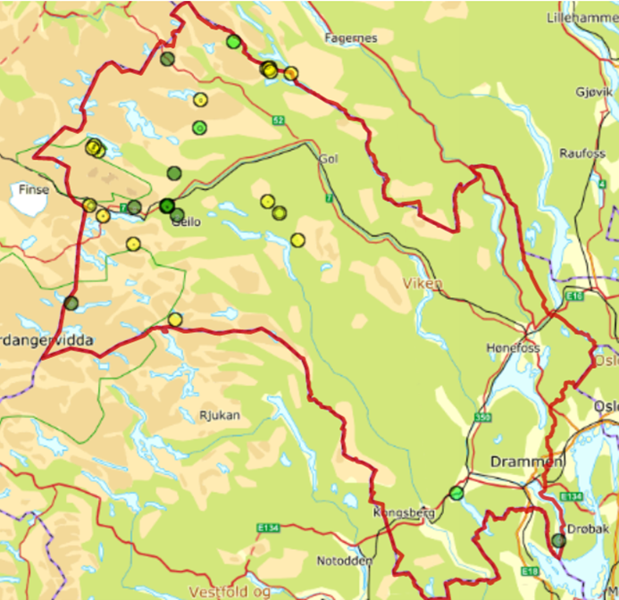 Kart 2 rødstilk Buskerud 2022