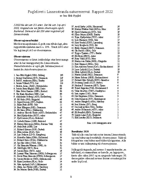 Linnesstranda rapport 2022 Linnesstranda rapport 2022